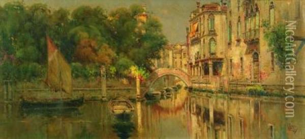 Venetian View Oil Painting - Antonio Maria de Reyna