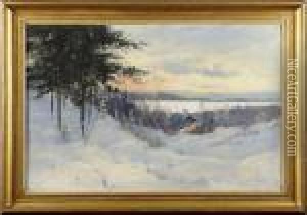 Vintermotiv Oil Painting - Carl Brandt
