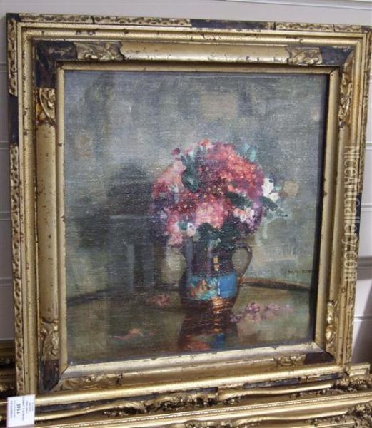 Flowers In A Jug Oil Painting - William George Robb