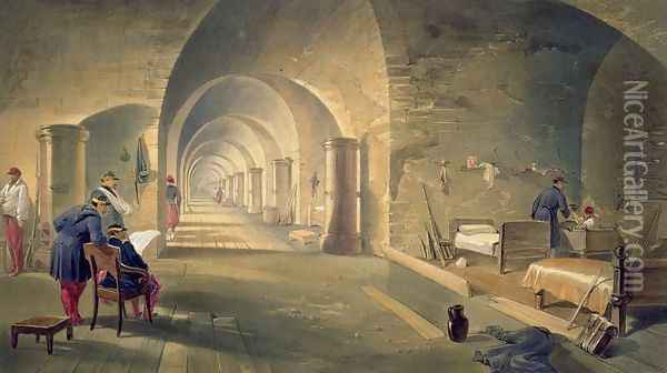 Interior of Fort Nicholas, plate from The Seat of War in the East, pub. by Paul and Dominic Colnaghi and Co., 1856 Oil Painting - William Simpson