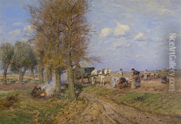 Late Summer Day On A Field Oil Painting - Hugo Muehlig