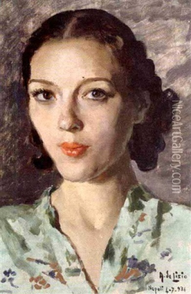 Portrait De Jeune Femme Au Kimono Oil Painting - Arnaldo de Lisio