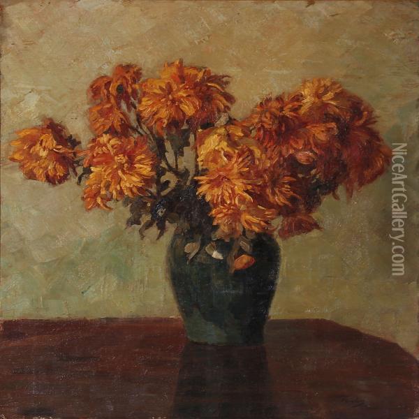 Flowers In A Vase Oil Painting - Ignace Henri Jean Fantin-Latour