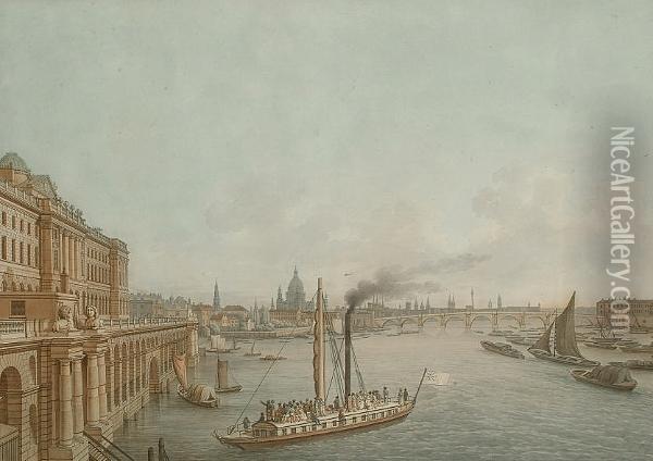 London From Somerset House Oil Painting - Guido Hammer