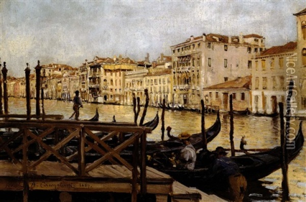 Imbarcadero Oil Painting - Alceste Campriani