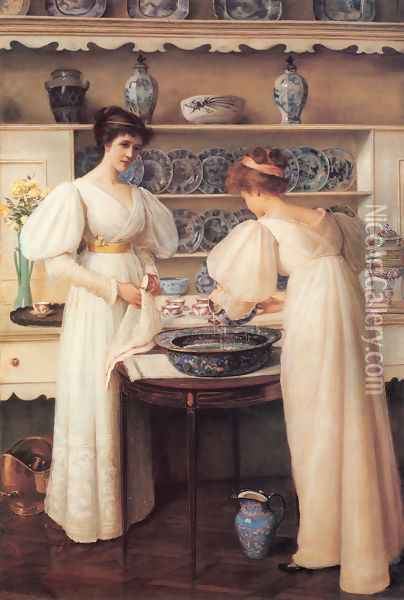 Blue and White Oil Painting - Louise Jopling