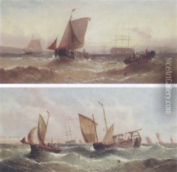 Fishing Boats Oil Painting - William Callcott Knell