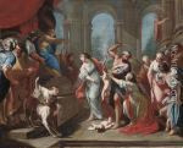 The Judgement Of Solomon Oil Painting - Giovanni Battista Pittoni the younger