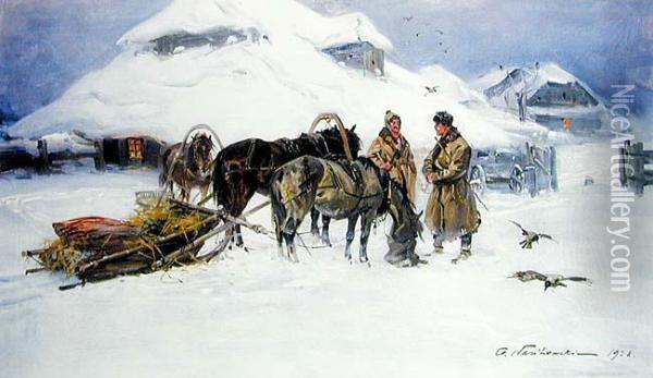 Na Drodze, 1928 R. Oil Painting - Ignacy (Czeslaw Wasilewski) Zygmuntowicz