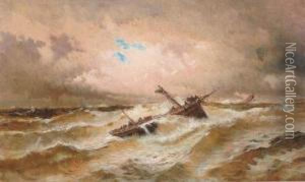 Navire Dans La Tempete Oil Painting - Alfred Godchaux