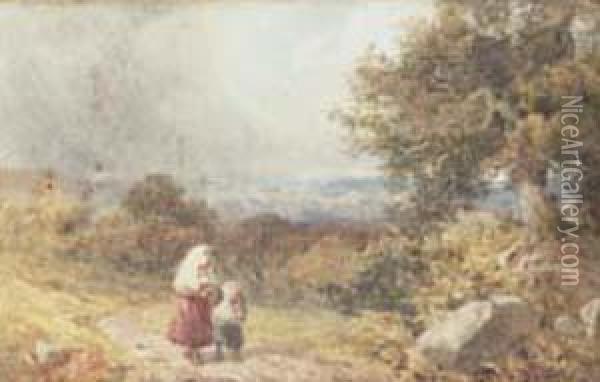 A Mother And Child Returning Home Before The Storm Oil Painting - John Henry Mole