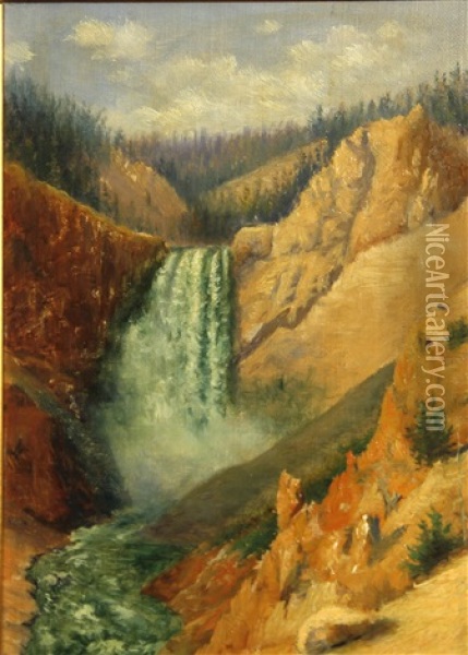 Yellowstone Falls Oil Painting - Ralph Earl Decamp