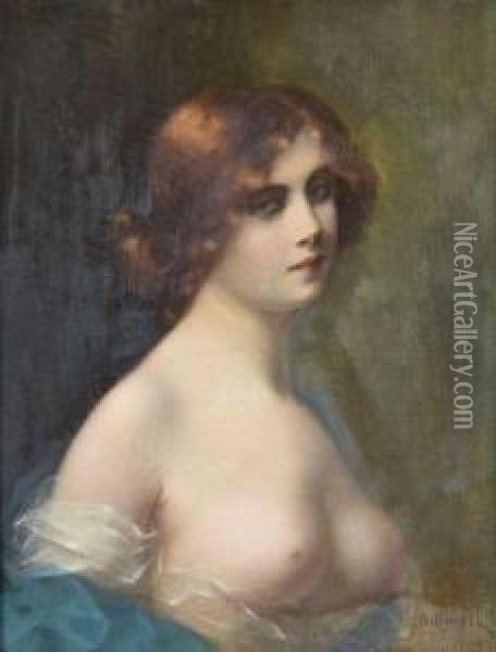 Jeune Femme Rousse Aux Seins Decouverts Oil Painting - H. Rondel