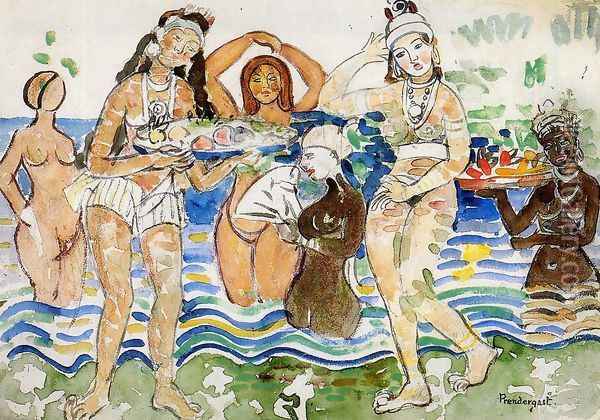 Sea Maidens Oil Painting - Maurice Brazil Prendergast
