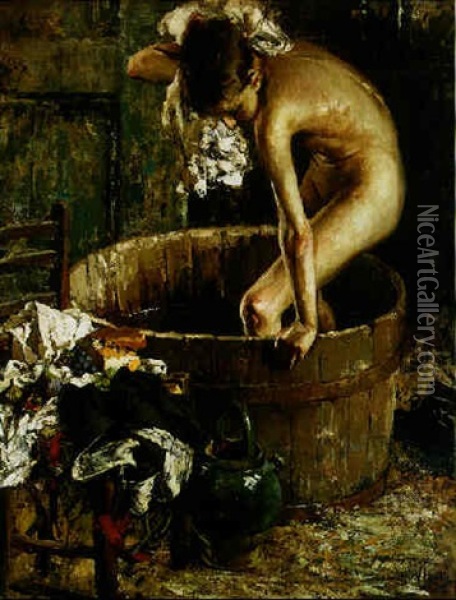 Bathing Oil Painting - Vincenzo Irolli