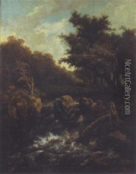 Paysage Au Torrent Oil Painting - Jacob Van Ruisdael