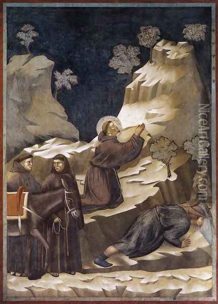 Legend of St Francis- 14. Miracle of the Spring 1297-1300 Oil Painting - Giotto Di Bondone