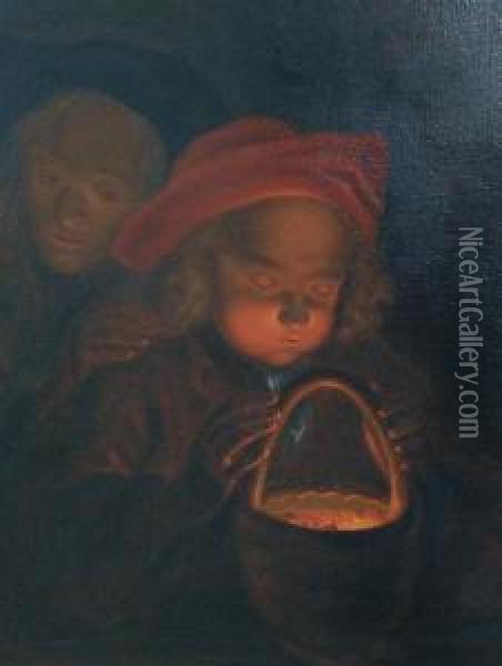 Boy Holding A Brazier Oil Painting - Johannes Rosierse
