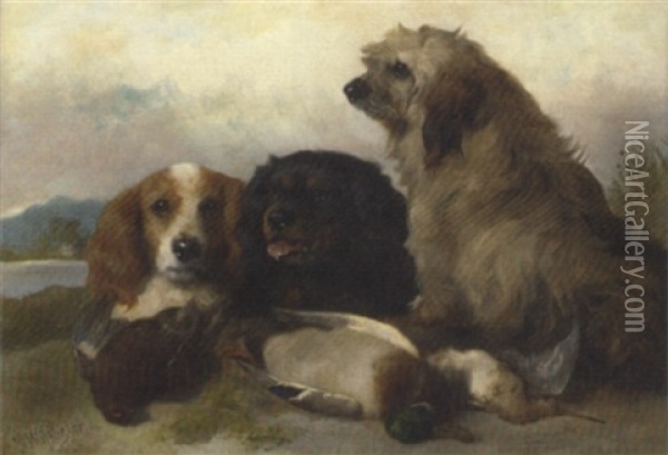 Spaniels With The Day's Bag Oil Painting - George William Horlor