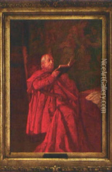 Lesender Kardinal Oil Painting - Wilhelm Loewith