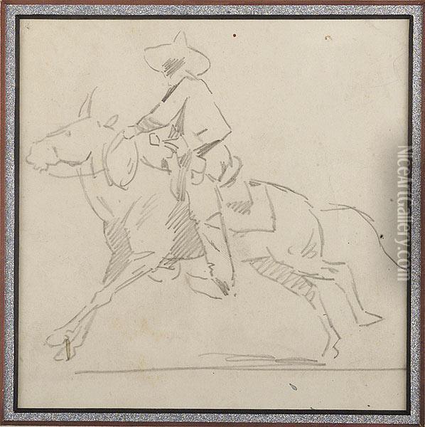 Figure On Horseback Oil Painting - John Edward Borein