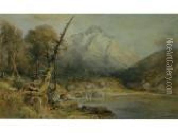 A Mountainous Landscape Oil Painting - Thomas Miles Richardson