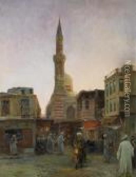 At The Bazar In The Old City Of Cairo (?) Oil Painting - Max Friedrich Rabes