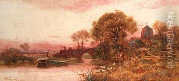 A Golden Evening Oil Painting - Walker Stuart Lloyd