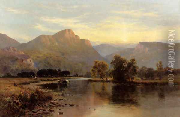 Tal-Y-Llyn, North Wales Oil Painting - Alfred de Breanski