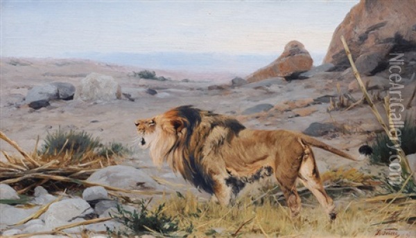 Roaring Lion Oil Painting - Richard Bernhardt Louis Friese