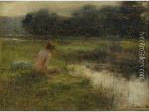The Bather Oil Painting - Leon Augustin Lhermitte