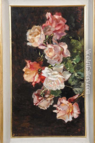 Rose Oil Painting - Cesare Calchi Novati