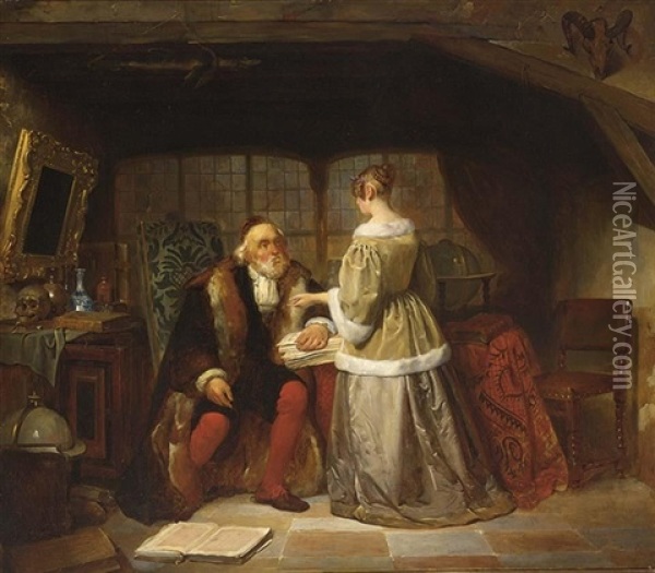 An Interior Scene With Elegant Lady Oil Painting - Willem Hendrik Schmidt