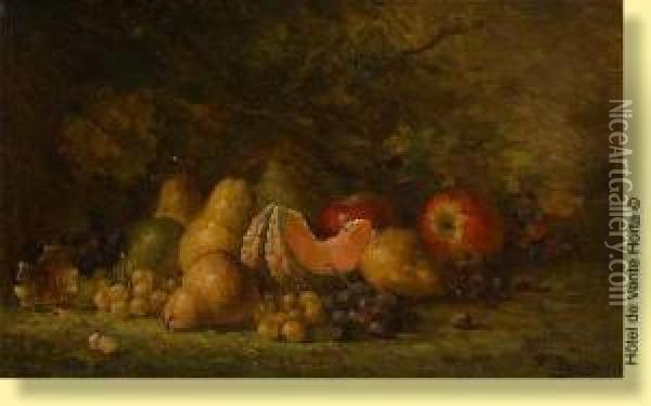 Composition Aux Poires, Melons Et Raisins Oil Painting - Hubert Bellis
