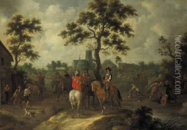 An Ambush In A Village Oil Painting - Pieter Snayers