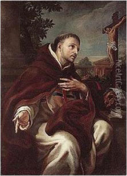 A Dominican Saint, Possibly Saint Thomas Aquinas Oil Painting - Francesco Trevisani