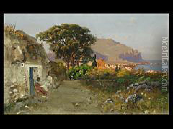 Ansicht Von Palermo, Sizilien. Oil Painting - Carl Wuttke