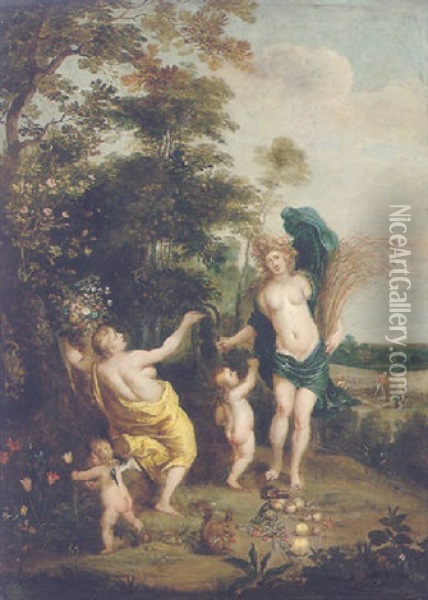 An Allegory Of Abundance/summer Oil Painting - Hendrik van Balen the Elder