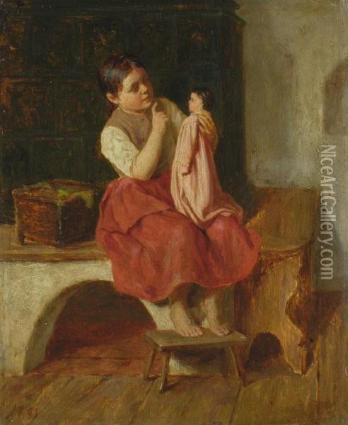 Madchen Mit Der Puppe Spielend Oil Painting - Wilhelm Marc