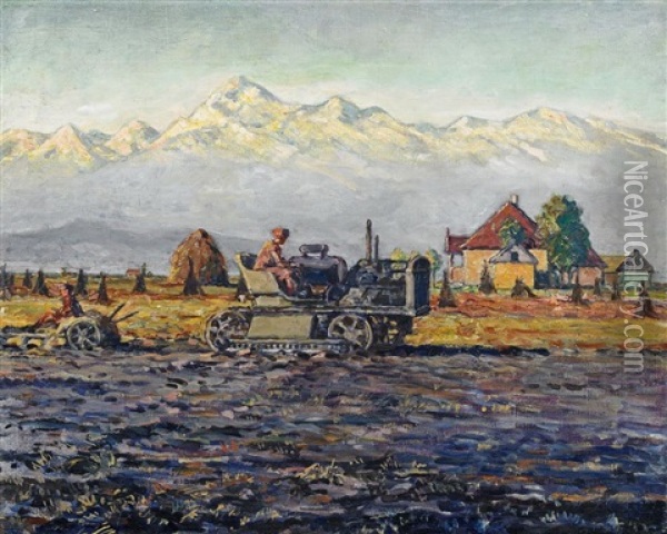 Pflugender Bauer Oil Painting - Heinrich Vogeler