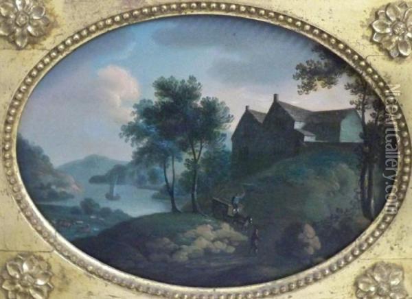 River Landscape Oil Painting - Lancelot Theodore Turpin De Crisse