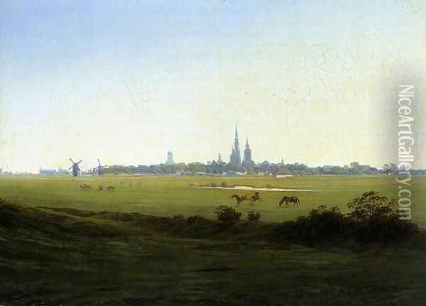 Meadows near Greifswald c. 1822 Oil Painting - Caspar David Friedrich