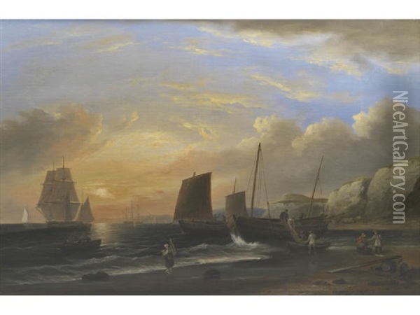 Sailing Near Teignmouth Oil Painting - Thomas Luny