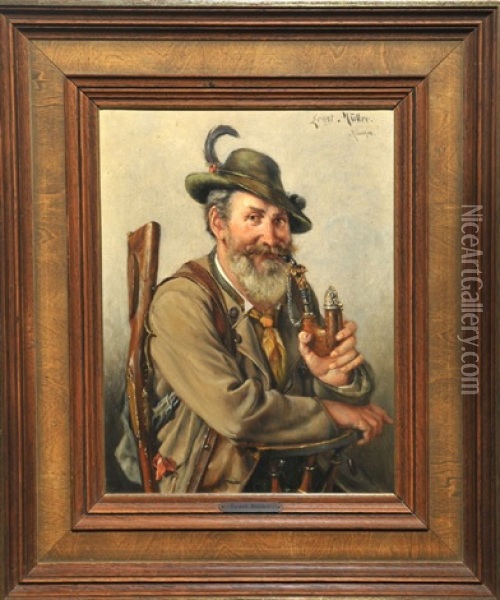Pfeife Rauchender Jager Oil Painting - Ernst Immanuel Mueller