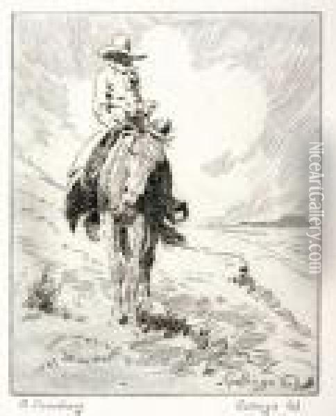 A Cowboy Oil Painting - Elling William Gollings
