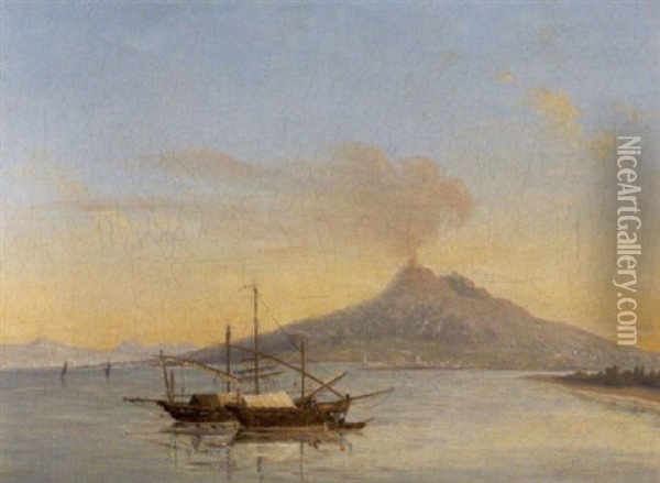 Fischerboote Im Gold Von Neapel Oil Painting - Francois Gilles Joseph Closson