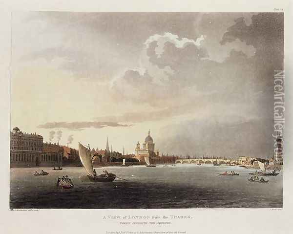 A View of London from the Thames, 1809 Oil Painting - T. Rowlandson & A.C. Pugin