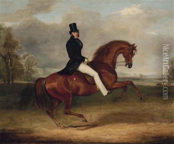 George Augustus Frederick, 6th Earl Of Chesterfield, On His Favourite Hack By Sir Hercules Oil Painting - William Henry Davis