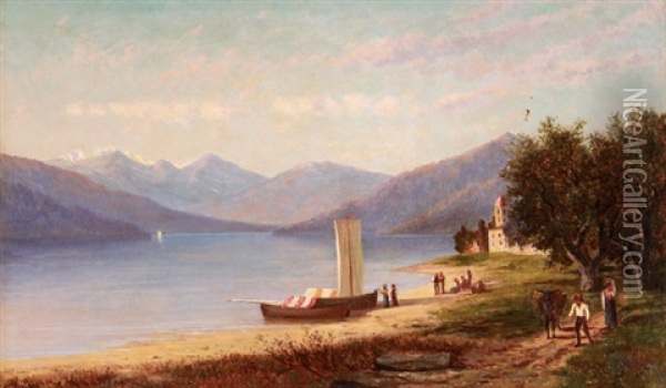 Mountain Lake Scene Oil Painting - Frank Henry Shapleigh