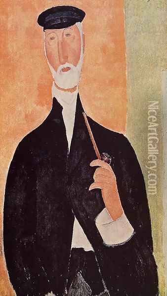 Man with a Pipe (aka The Man from Nice) Oil Painting - Amedeo Modigliani